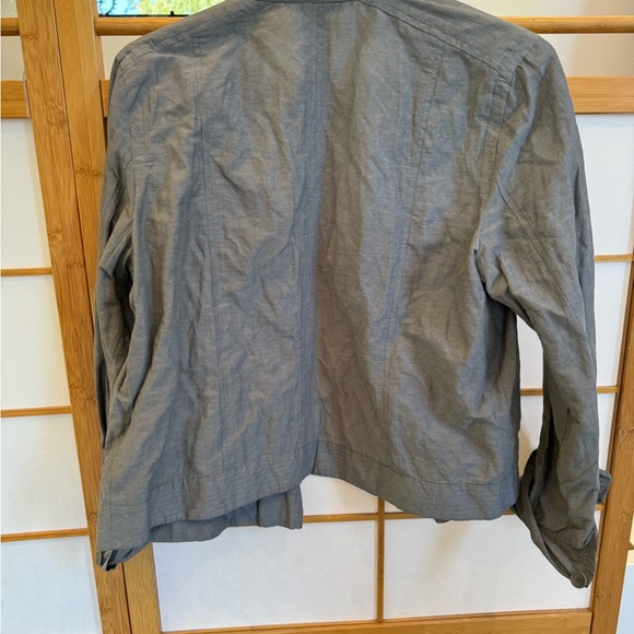 Eileen Fisher Sz L Pewter Moto Organic Cotton Steel Convert Collar Jacket - Picture 4 of 12